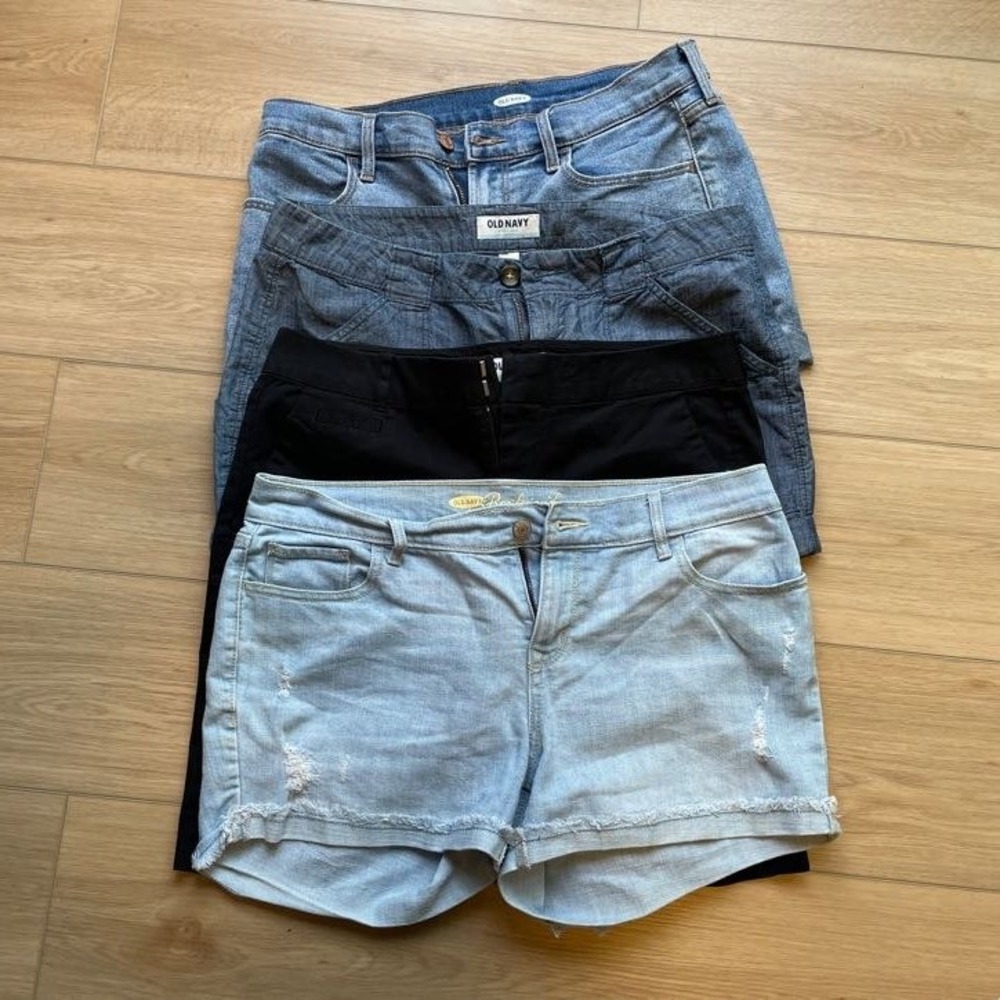 Old Navy Womens Shorts Bundle Lot of 4 Denim Chambray Chino Size 8 Distressed